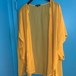 Fashionnova Mustard Yellow Sheer Kimono Swimsuit Cover
